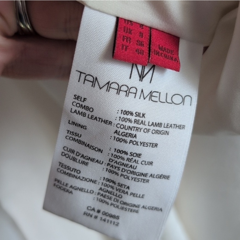 Tamara Mellon Leather and Silk Cream Women's High Neck Top NWT - Picture 11 of 11